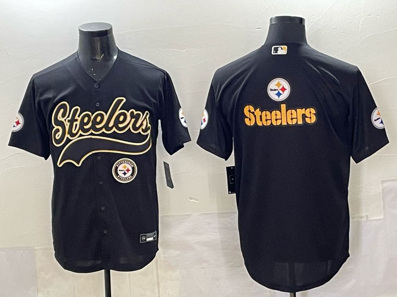 Men 2025 Nike Pittsburgh Steelers Blank Black Joint Name  Limited NFL Jersey style 052